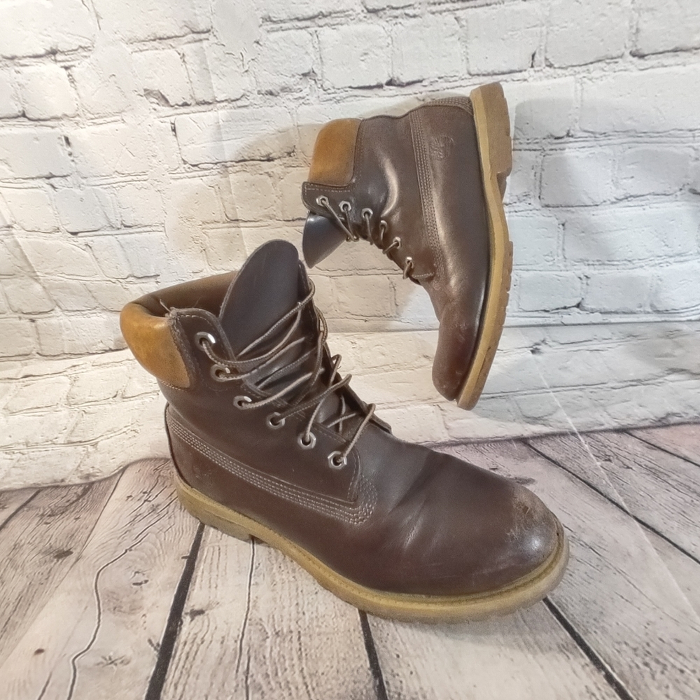 Timberland Lace Up Brown Leather Boots  Two-Tone  9.5